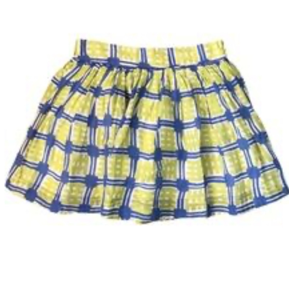 Boden Yellow and Blue Patterned Skirt With Lining- Size 9-10Y